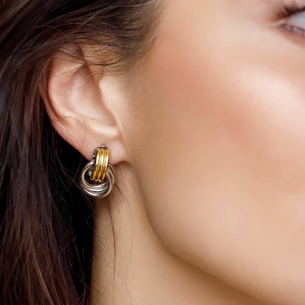 NIXMAX Chunky Gold SIlver Knot Earrings for Women Statement Earrings Gold and Silver Plated Dupes Dangle Drop Earrings Hypoallergenic Fashion Trendy Jewelry Gifts