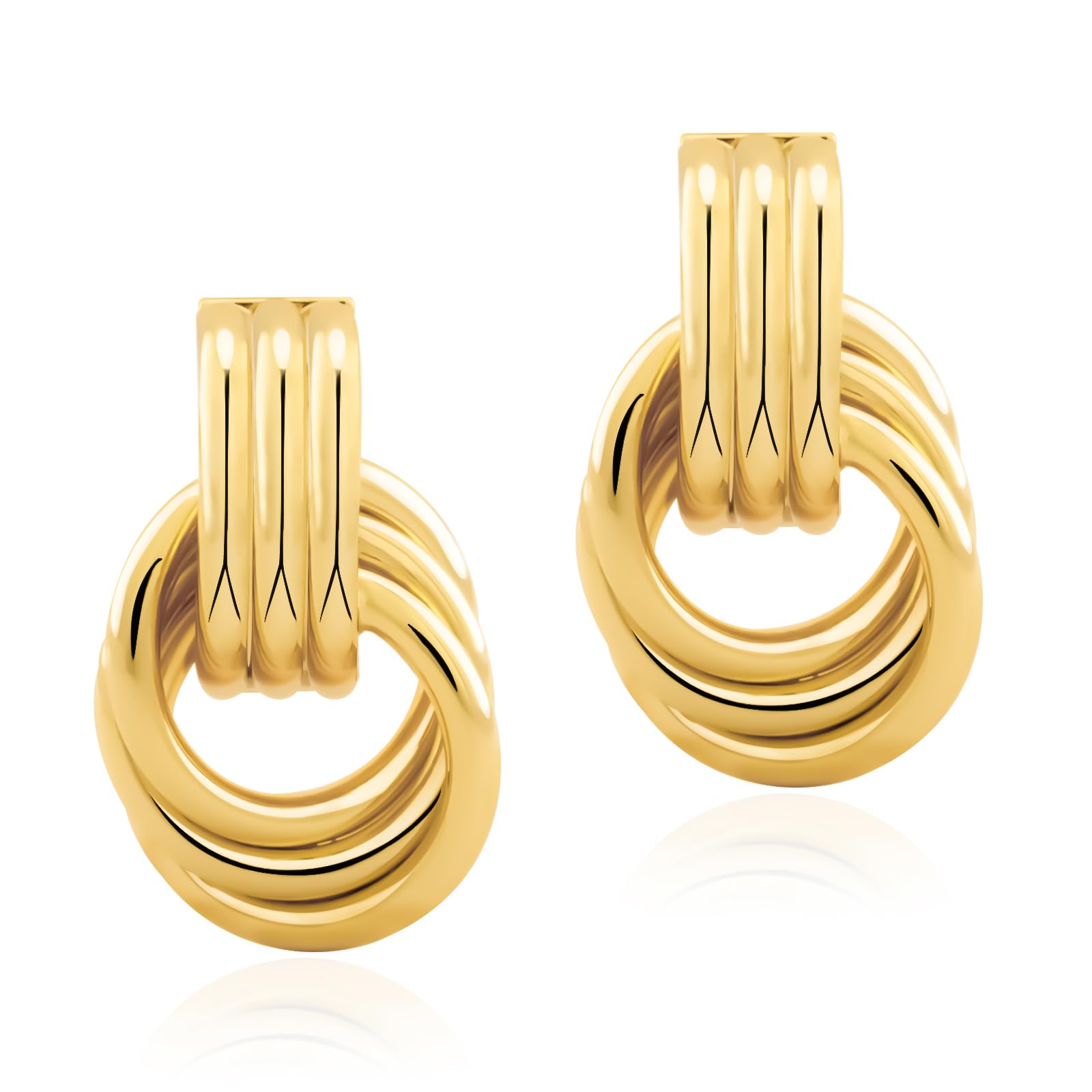 NIXMAX Chunky Gold SIlver Knot Earrings for Women Statement Earrings Gold and Silver Plated Dupes Dangle Drop Earrings Hypoallergenic Fashion Trendy Jewelry Gifts