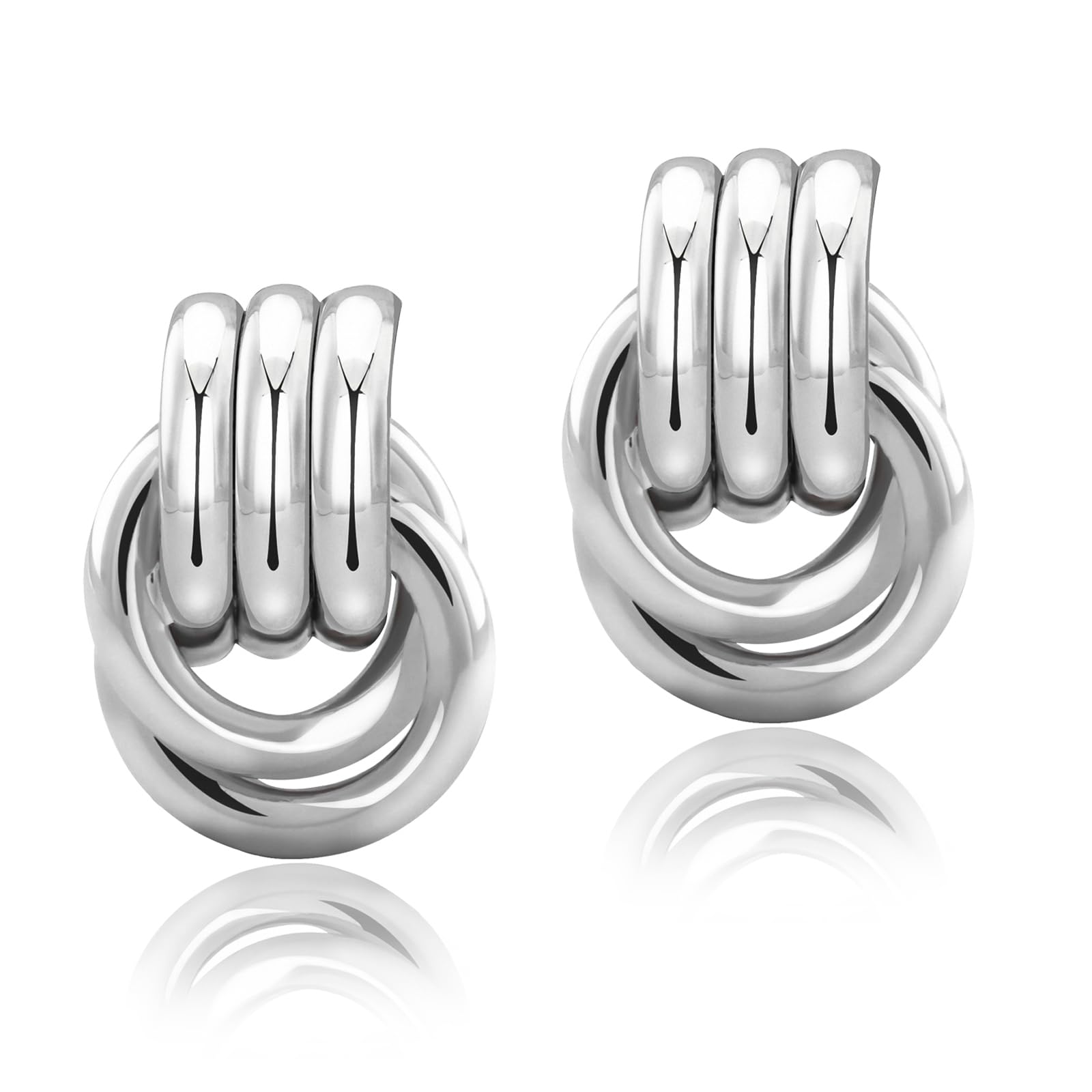 NIXMAX Chunky Gold SIlver Knot Earrings for Women Statement Earrings Gold and Silver Plated Dupes Dangle Drop Earrings Hypoallergenic Fashion Trendy Jewelry Gifts