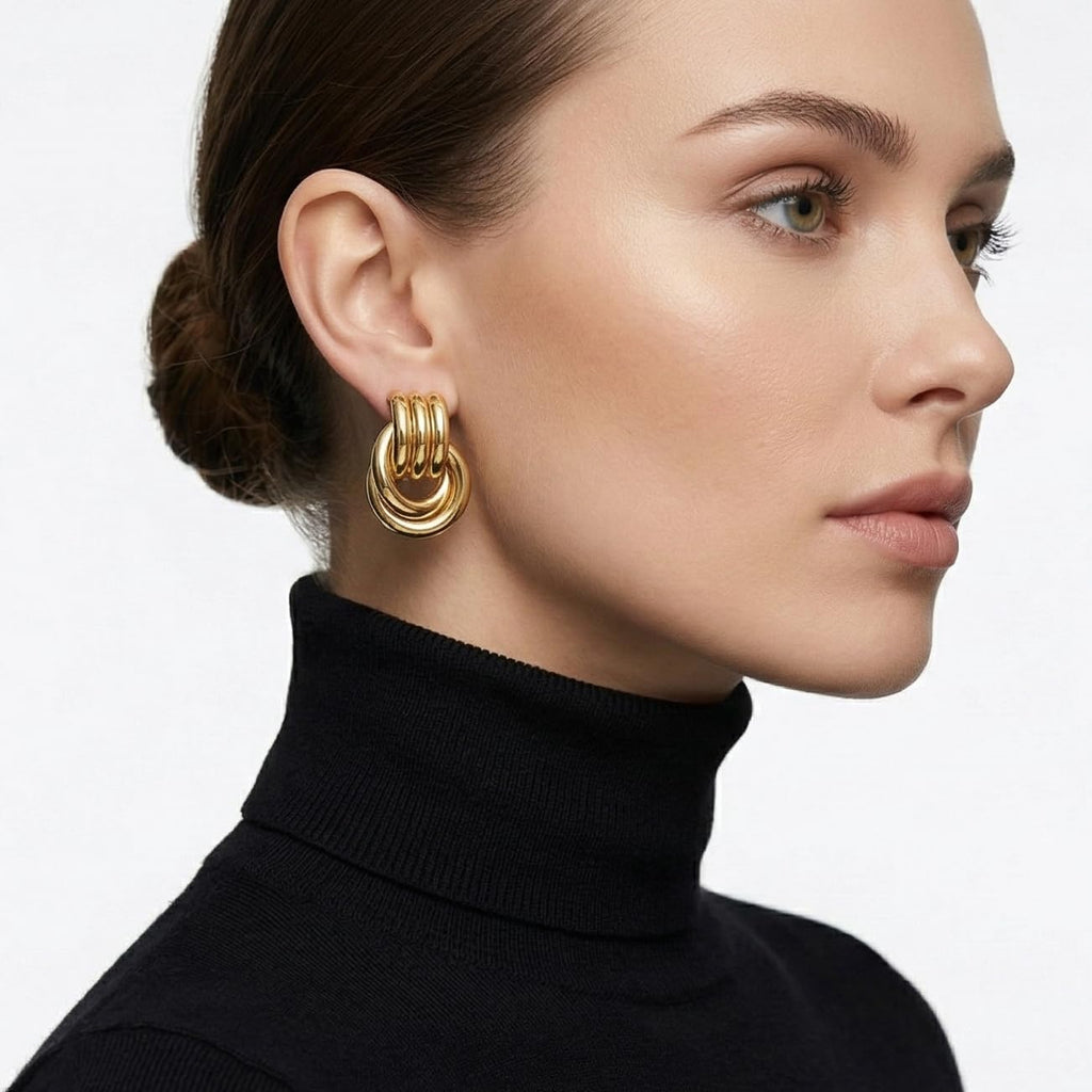 NIXMAX Chunky Gold SIlver Knot Earrings for Women Statement Earrings Gold and Silver Plated Dupes Dangle Drop Earrings Hypoallergenic Fashion Trendy Jewelry Gifts