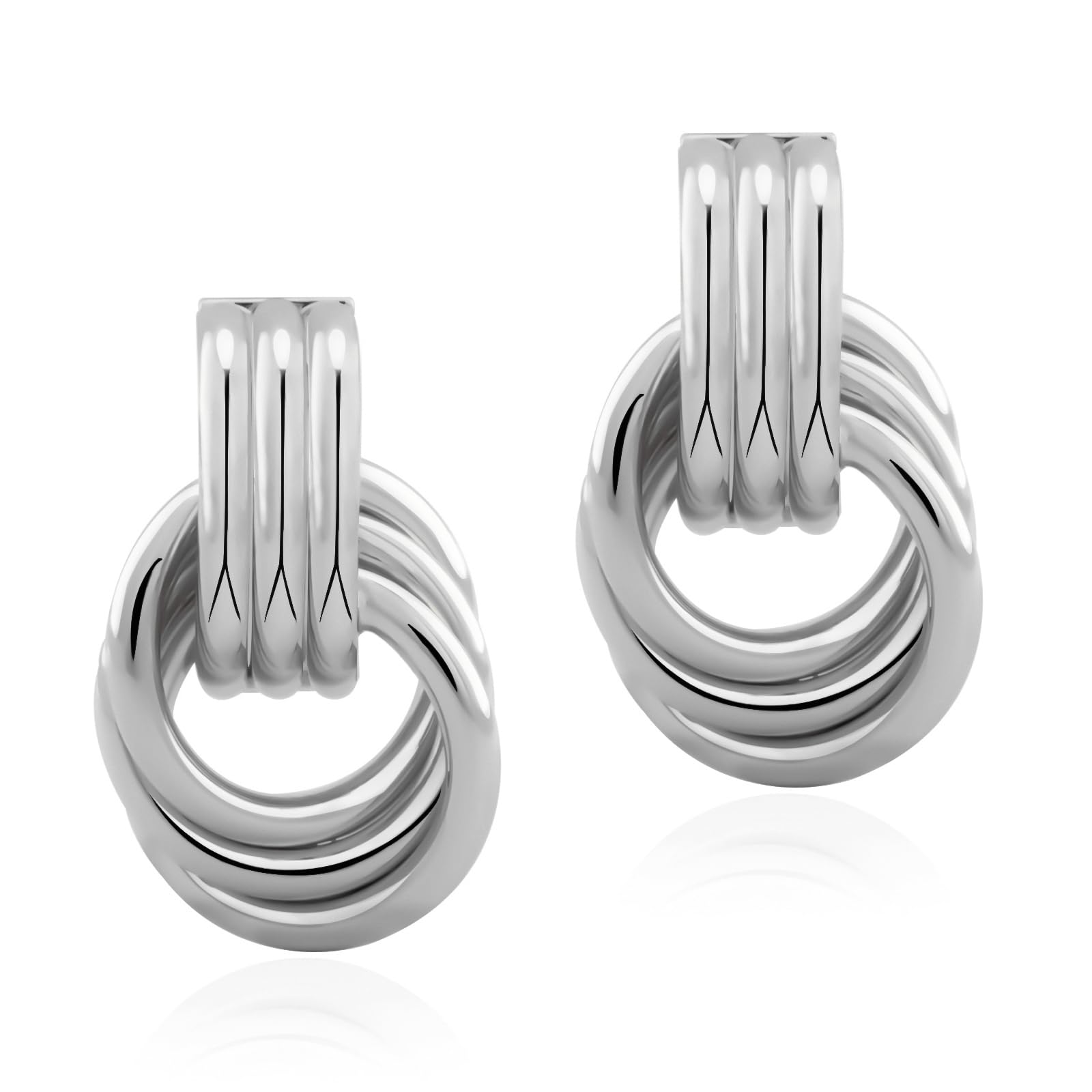 NIXMAX Chunky Gold SIlver Knot Earrings for Women Statement Earrings Gold and Silver Plated Dupes Dangle Drop Earrings Hypoallergenic Fashion Trendy Jewelry Gifts