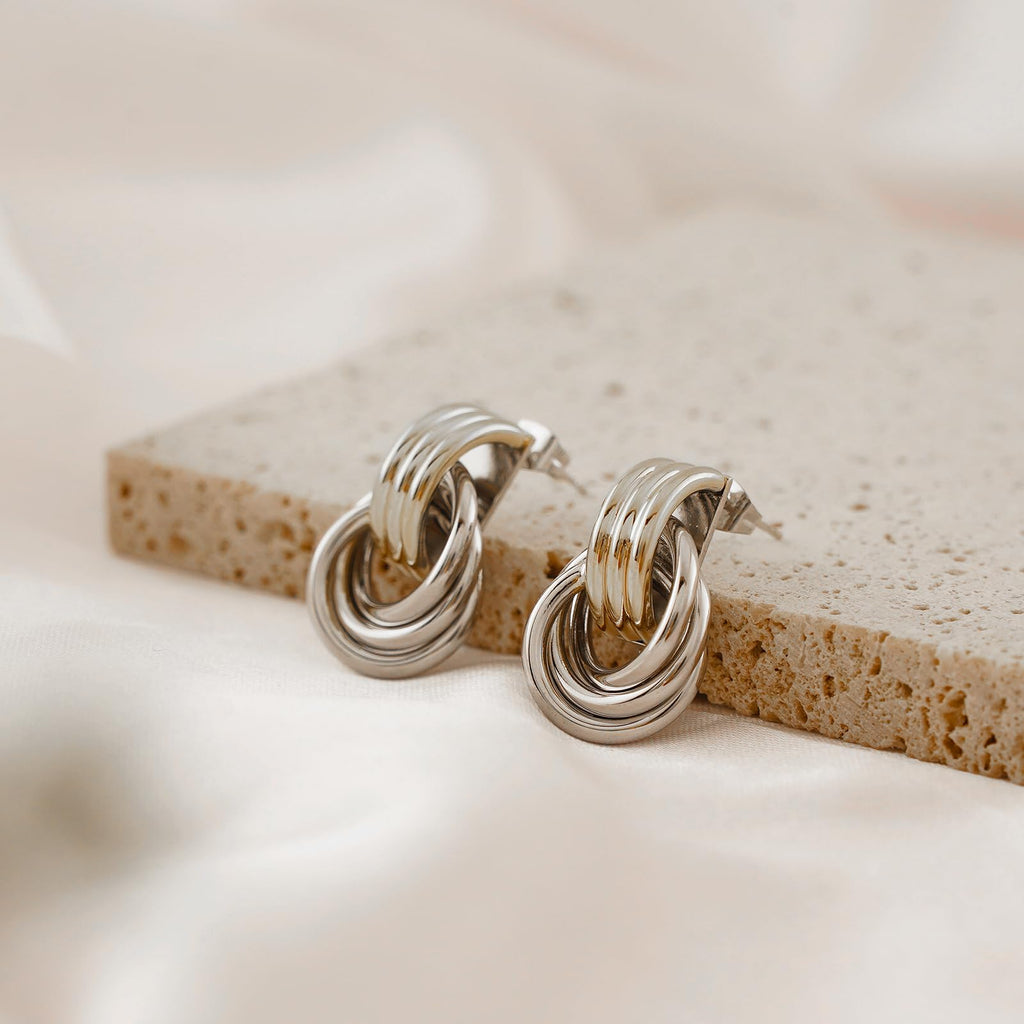 NIXMAX Chunky Gold SIlver Knot Earrings for Women Statement Earrings Gold and Silver Plated Dupes Dangle Drop Earrings Hypoallergenic Fashion Trendy Jewelry Gifts
