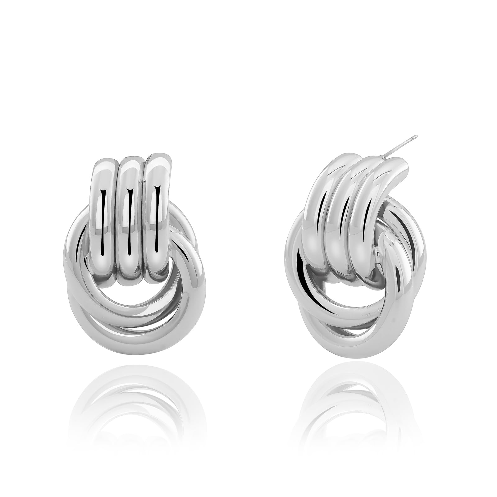 NIXMAX Chunky Gold SIlver Knot Earrings for Women Statement Earrings Gold and Silver Plated Dupes Dangle Drop Earrings Hypoallergenic Fashion Trendy Jewelry Gifts