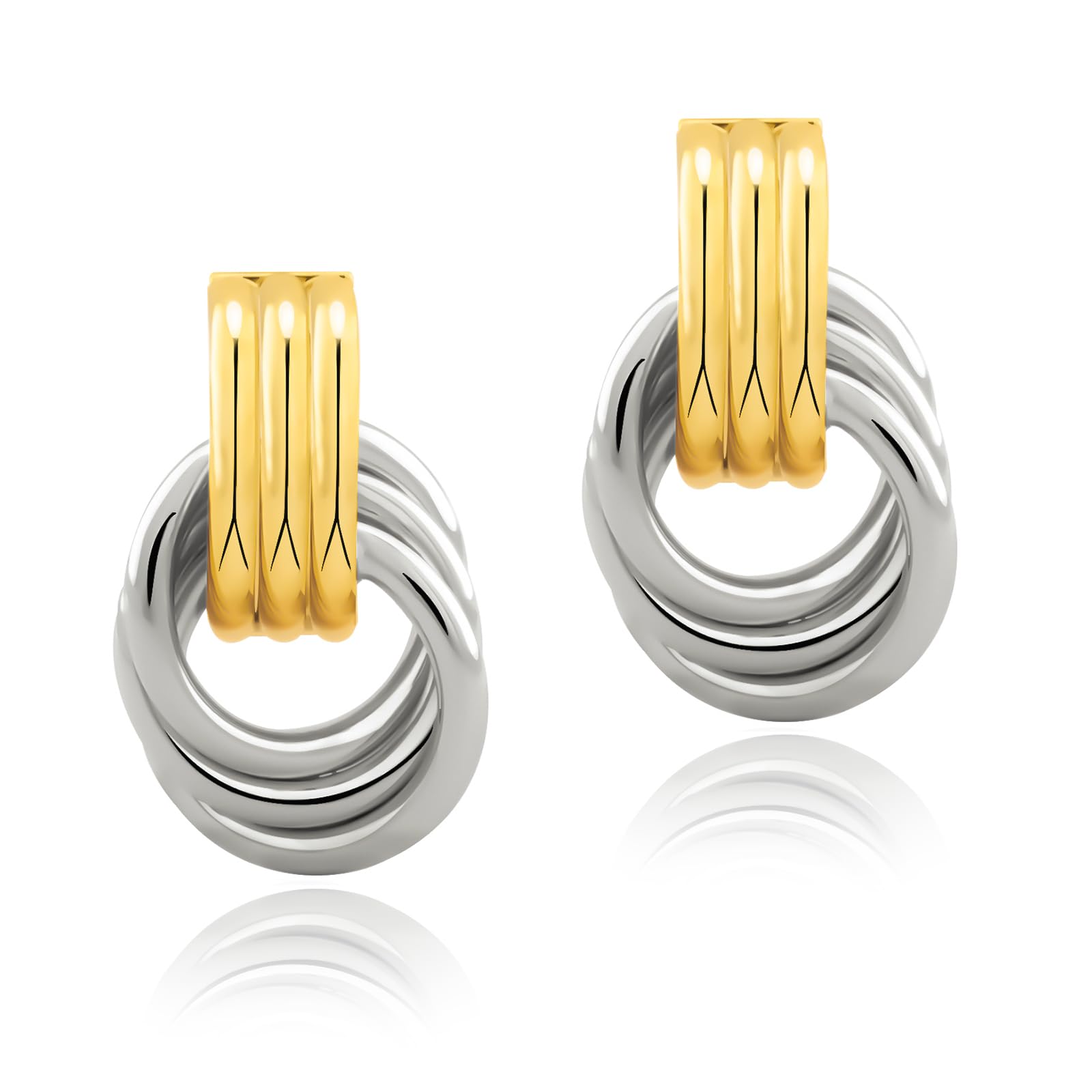 NIXMAX Chunky Gold SIlver Knot Earrings for Women Statement Earrings Gold and Silver Plated Dupes Dangle Drop Earrings Hypoallergenic Fashion Trendy Jewelry Gifts