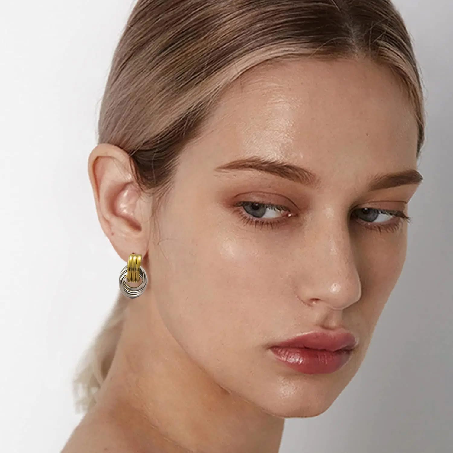 NIXMAX Chunky Gold SIlver Knot Earrings for Women Statement Earrings Gold and Silver Plated Dupes Dangle Drop Earrings Hypoallergenic Fashion Trendy Jewelry Gifts