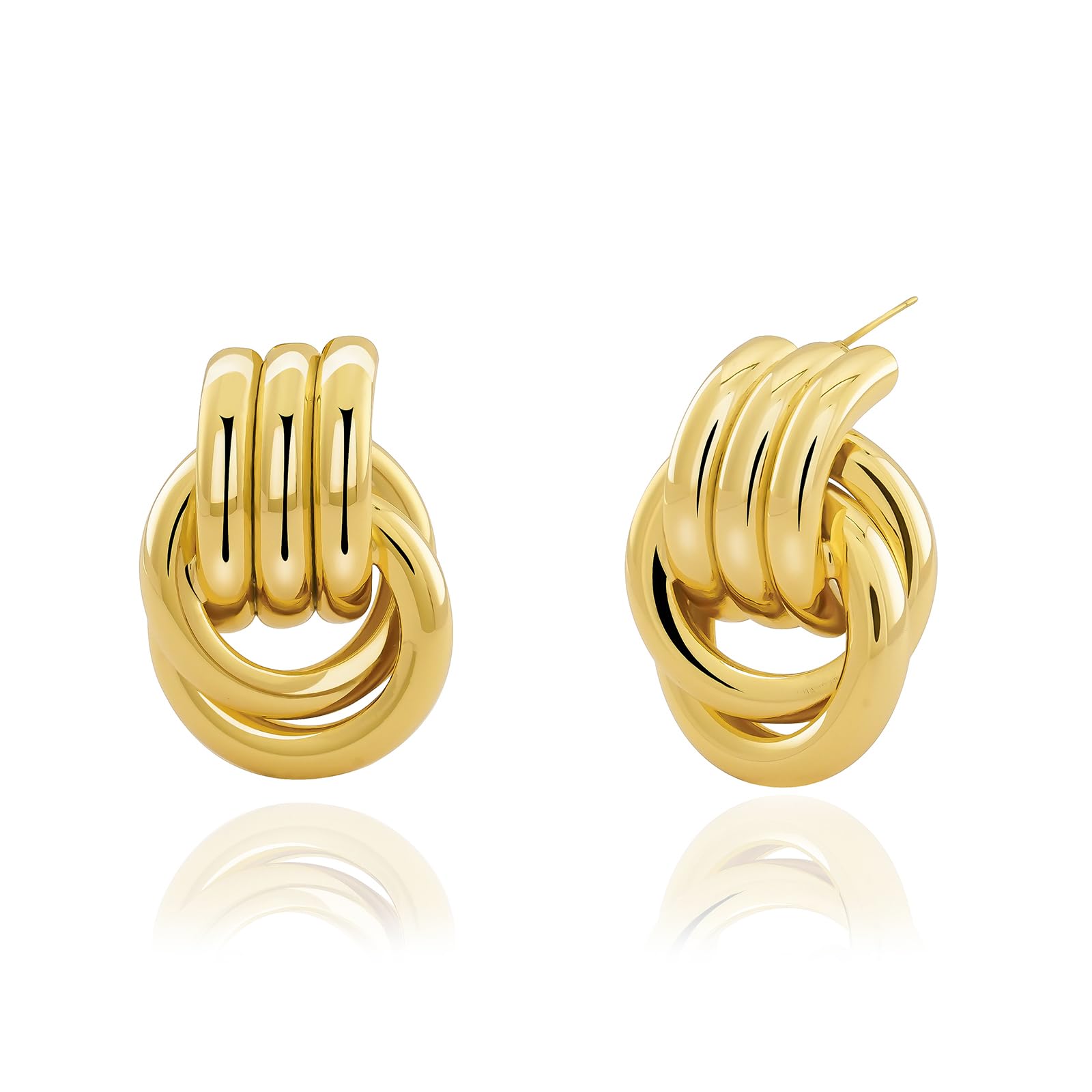 NIXMAX Chunky Gold SIlver Knot Earrings for Women Statement Earrings Gold and Silver Plated Dupes Dangle Drop Earrings Hypoallergenic Fashion Trendy Jewelry Gifts