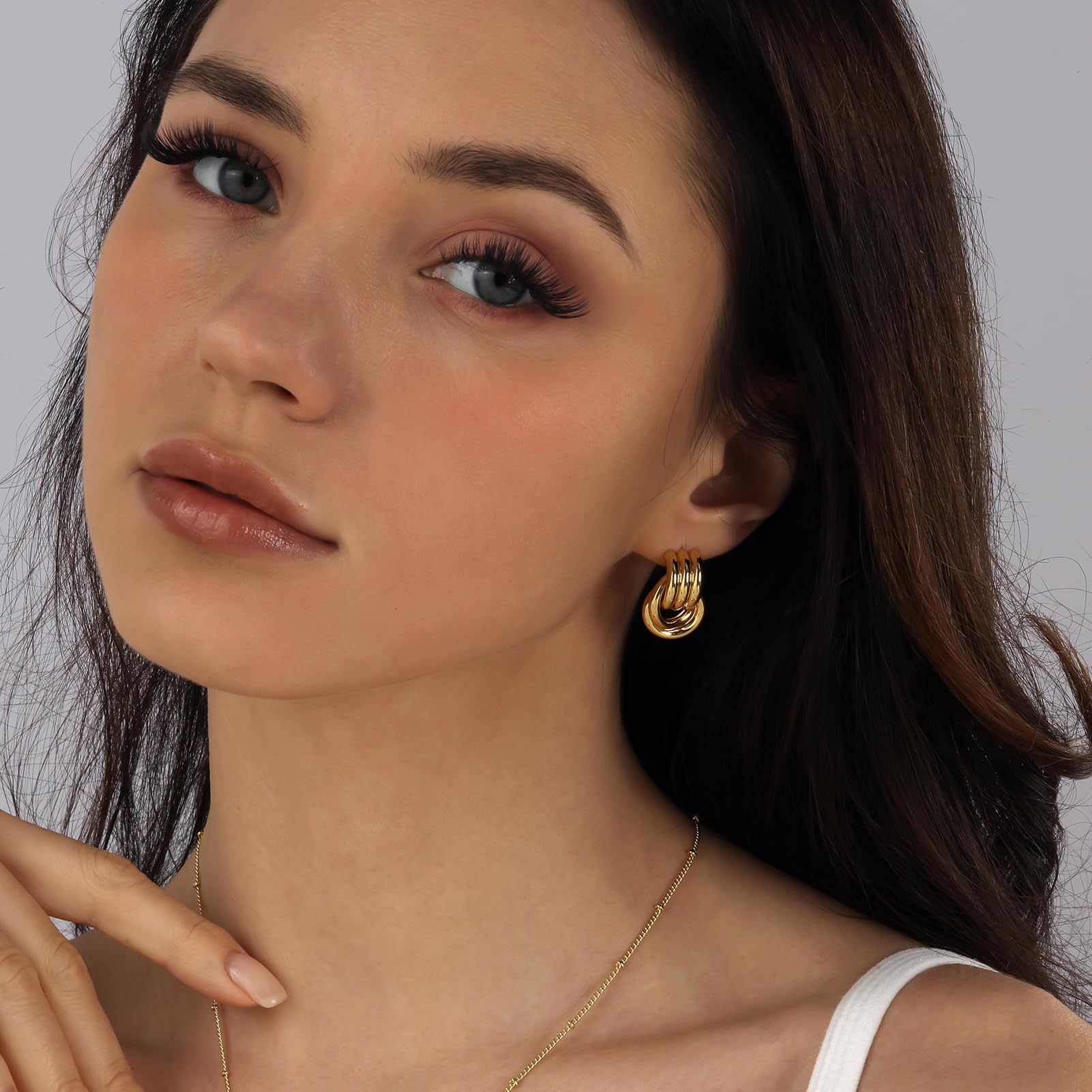 NIXMAX Chunky Gold SIlver Knot Earrings for Women Statement Earrings Gold and Silver Plated Dupes Dangle Drop Earrings Hypoallergenic Fashion Trendy Jewelry Gifts