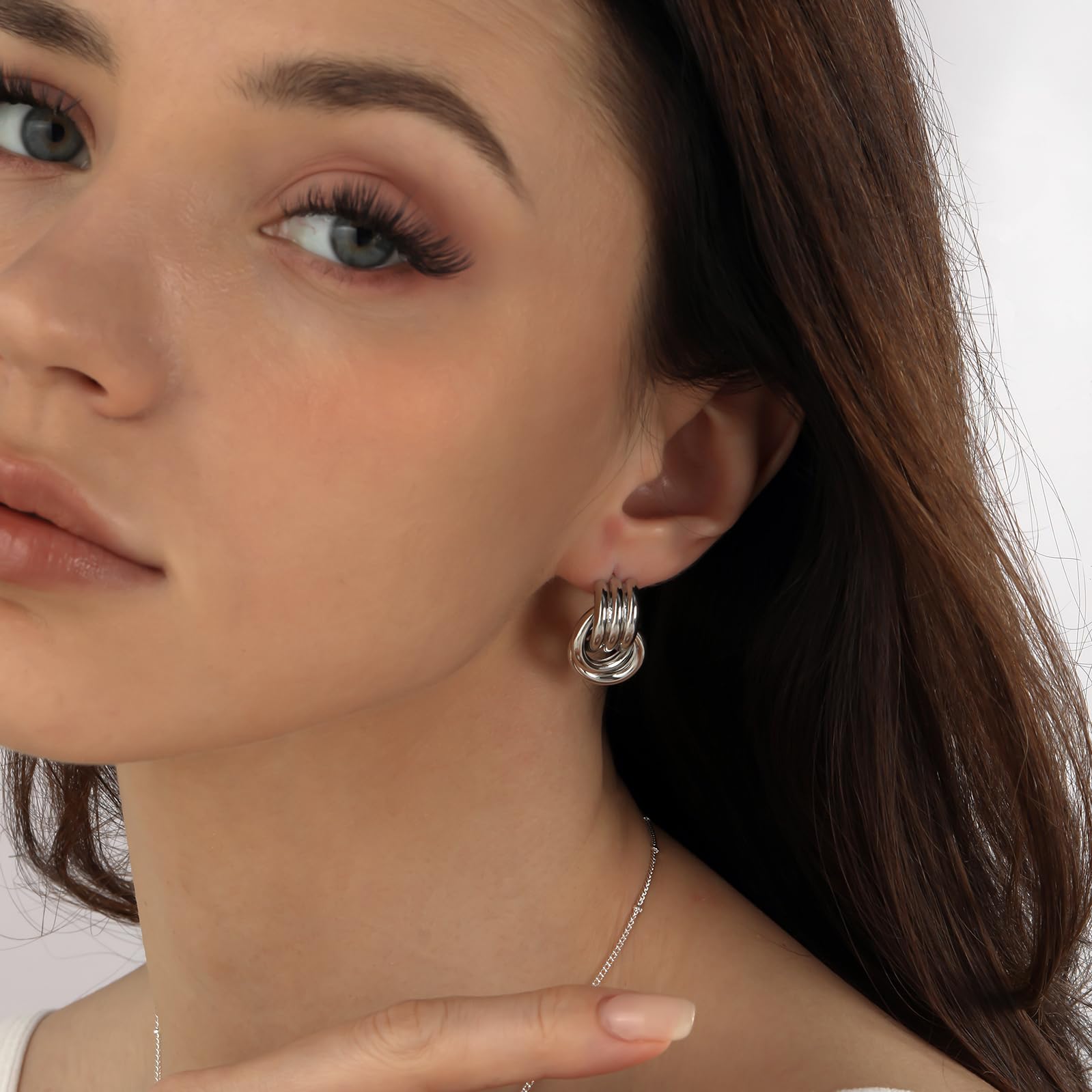 NIXMAX Chunky Gold SIlver Knot Earrings for Women Statement Earrings Gold and Silver Plated Dupes Dangle Drop Earrings Hypoallergenic Fashion Trendy Jewelry Gifts