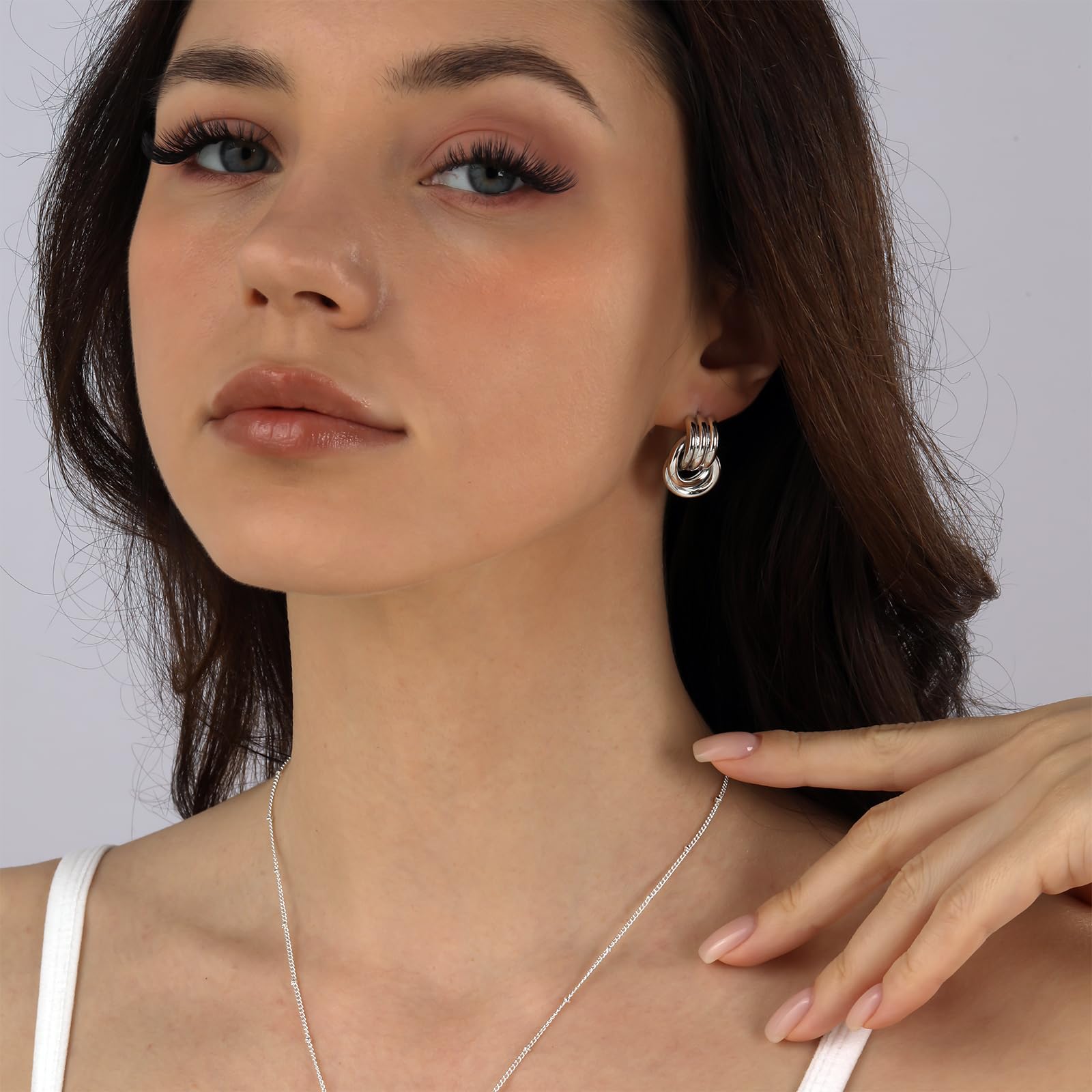 NIXMAX Chunky Gold SIlver Knot Earrings for Women Statement Earrings Gold and Silver Plated Dupes Dangle Drop Earrings Hypoallergenic Fashion Trendy Jewelry Gifts