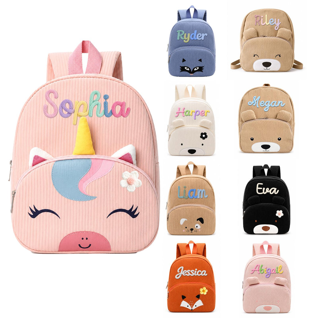 Personalized Mini Backpack for Toddler Custom Cute Animals Bag for Little Girls & Boys Lightweight Travel Backpack with Yarn Name for Kids Christmas Birthday Gifts Children