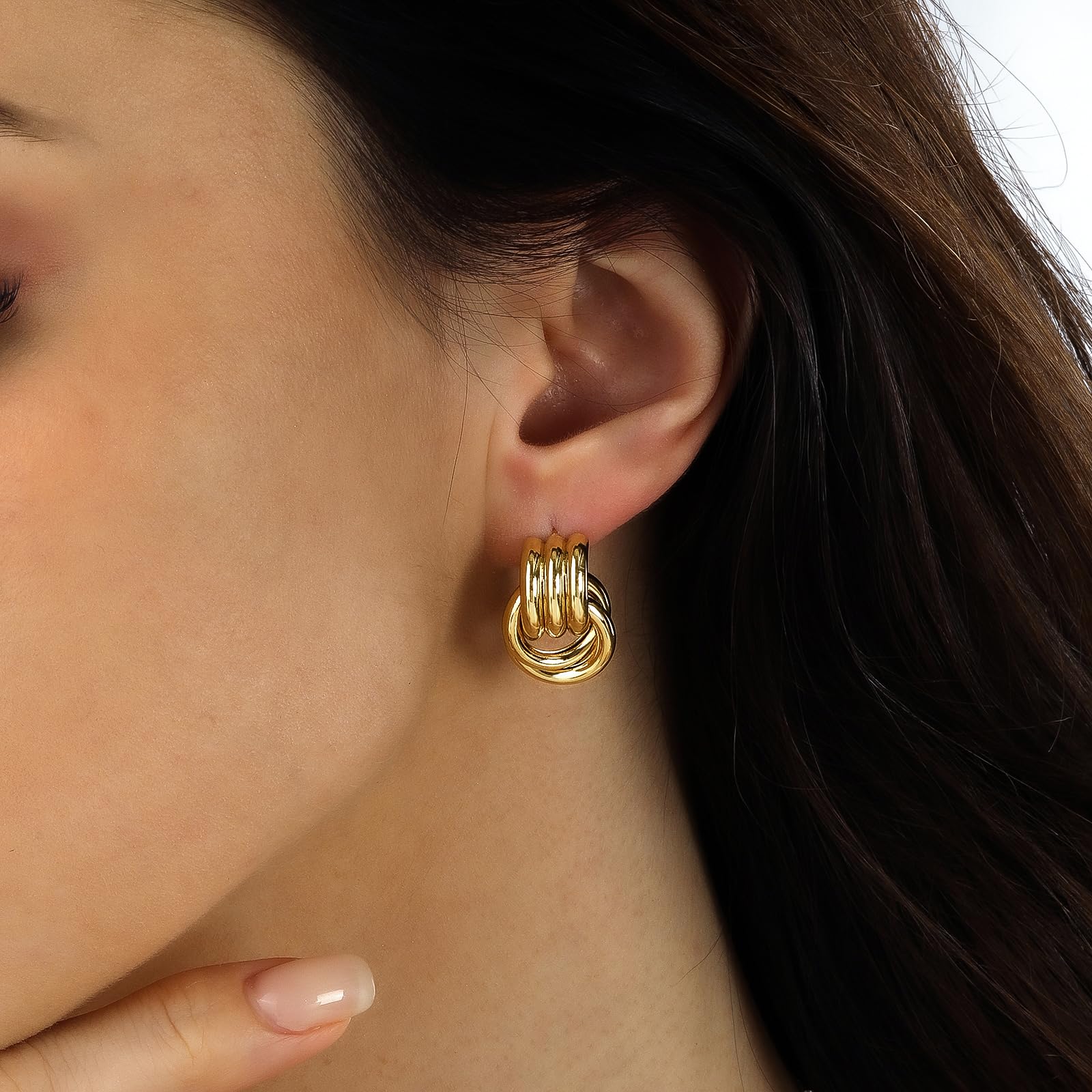 NIXMAX Chunky Gold SIlver Knot Earrings for Women Statement Earrings Gold and Silver Plated Dupes Dangle Drop Earrings Hypoallergenic Fashion Trendy Jewelry Gifts