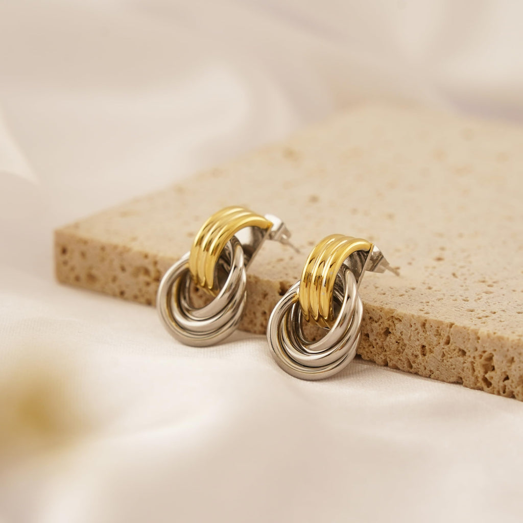 NIXMAX Chunky Gold SIlver Knot Earrings for Women Statement Earrings Gold and Silver Plated Dupes Dangle Drop Earrings Hypoallergenic Fashion Trendy Jewelry Gifts
