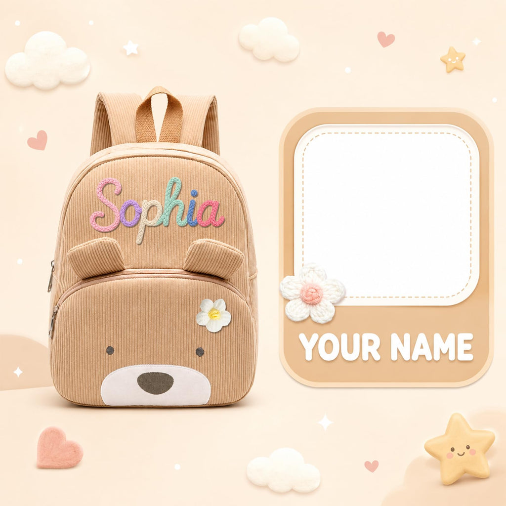 Personalized Mini Backpack for Toddler Custom Cute Animals Bag for Little Girls & Boys Lightweight Travel Backpack with Yarn Name for Kids Christmas Birthday Gifts Children
